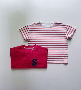 Rene - T-shirt gestreift creme/pinkrot