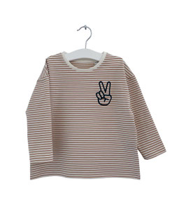 Otto - Shirt creme/braun gestreift mit Siebdruck