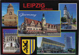 Magnet/ Leipzig mit 5 Ansichten und Stadtwappen