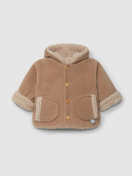 Giacca in pile con cappuccio e interno in pelliccia