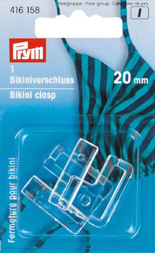 Bikini sluiting van Prym 20 mm transparant kunststof