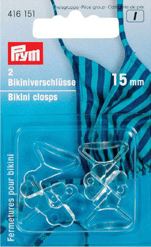 Bikini sluiting van Prym 15 mm transparant kunststof