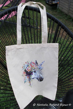 Tote bag  "Cheval fleur"