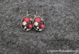 Boucles "fleurs chinoises rouges"