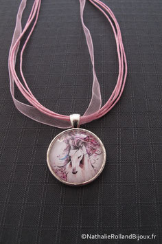 Collier "Cheval rose"