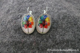 Boucles d'oreilles "arbre multicolore"