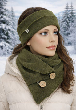 Stirnband Schal Set Fleece olivgrün Olivia