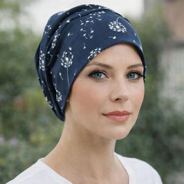 Beanie Mütze BIO Baumwolle blau weiss Puste