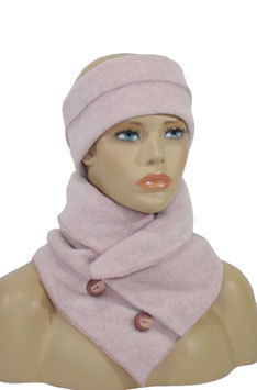 Fleece Stirnband Schal Set rosa Pamina