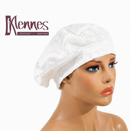 Damen Sommer Baskenmütze Baumwolle Musselin wollweiß Britta