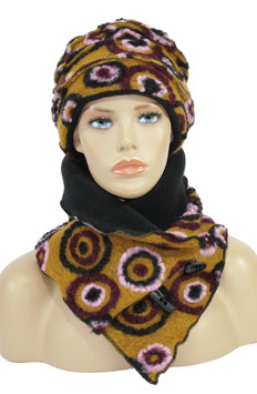 Damen Mütze Schal Set Wolle senfgelb Senta