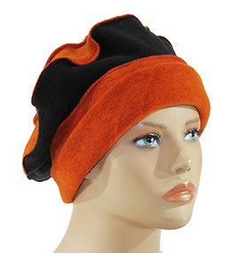 Baskenmütze Fleecemütze orange schwarz Poppy