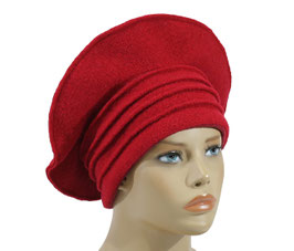 Damenmütze Baskenmütze Barettmütze rot Boho Rana