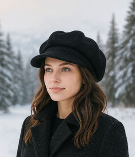 Ballonmütze Wollmütze schwarz
