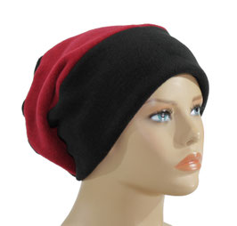 Fleece Mütze schwarz rot Romi
