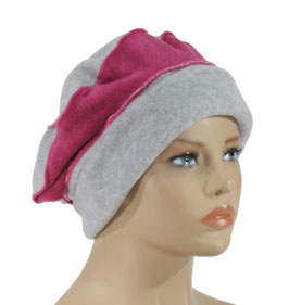 Damen Baskenmütze Fleece grau pink Lise