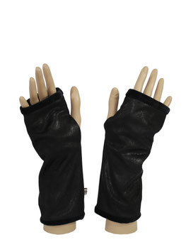 Armstulpen mit Daumenloch Leder schwarz