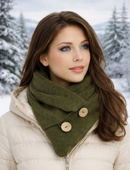 Fleece Schal Knopfschal olivgrün Olivia
