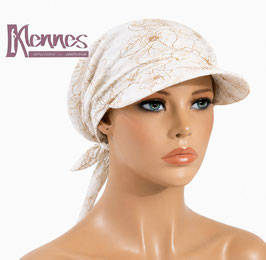 Damen Sommermütze leicht Jacquard Stickerei weiss gold