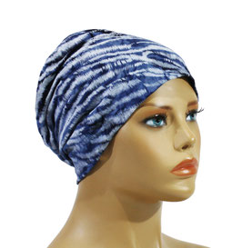 Damenmütze Beanie maritim blau weiß