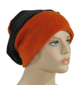 Fleecemütze orange schwarz Poppy
