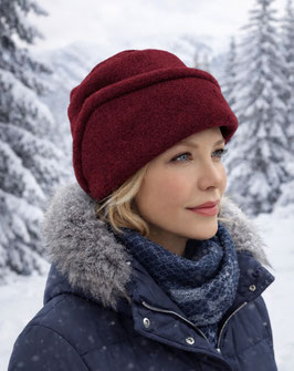 Damen Fleece Hut Mütze dunkelrot Romi