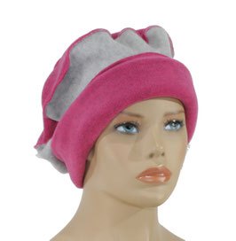 Damen Baskenmütze Fleece pink grau Lise