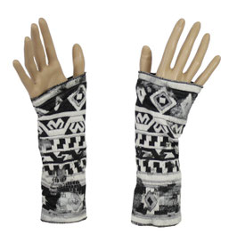 Armstulpen Jacquard schwarz, weiss, silber Agnes