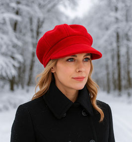 Damenhut Ballonmütze Wollmütze rot