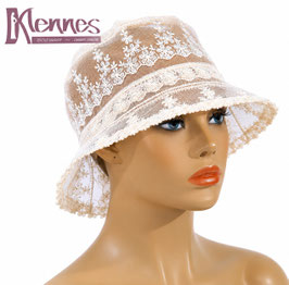 Damen Sommerhut Bucket Vintage Spitze weiß