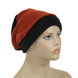 Beanie Fleece Mütze schwarz terracotta Polli