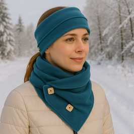 Stirnband Schal Set Fleece petrol Panja