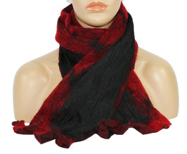 Lagenlook Wollschal rot-schwarz Rosi