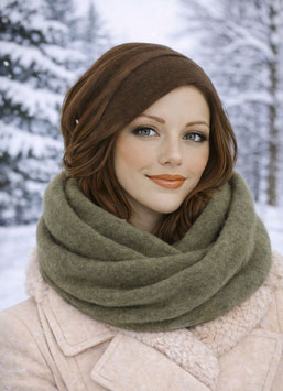 Loop Schal Merino Wollfleece staub olivgrün Mona