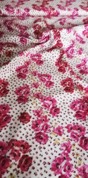 Viskose Stoff weiß pink blümchen