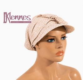 Damen Sommermütze Bandana Viskose taupe mit weißen Punkten