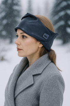 Stirnband Leder blau Blair