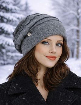 Damen Mütze Merino Wollfleece grau Mary