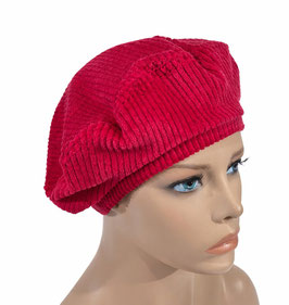 Damen Baskenmütze Cord rot