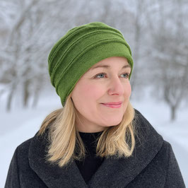 Damen Mütze Walkmütze Wollmütze grün Boho