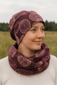 Beanie Loopschal Set weinrot rosé Conny