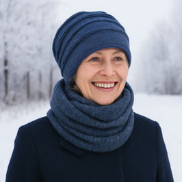 Damen Mütze Walkmütze Wollmütze blau petrol Celina
