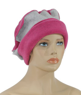 Damen Baskenmütze Fleece pink grau Lise