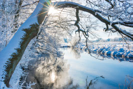 Von Eiskristallen verzauberte Flusslandschaft, Briefkarte