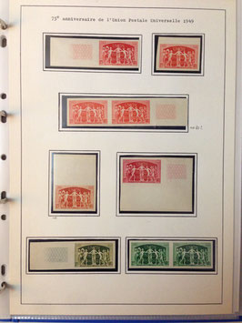 FRANCE : incroyable ensemble d'essais sur l' UPU 1949 RRR ( PROOFS )