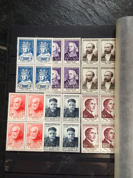 Ensemble de Grands Hommes ** avec bloc de 4 et bandes