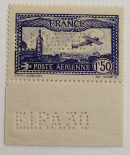 N°6c. P.A. 1 f. 50 outremer, avion survolant Marseille