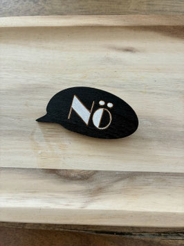 Sprechblasen-Brosche aus Holz "Black Nö"