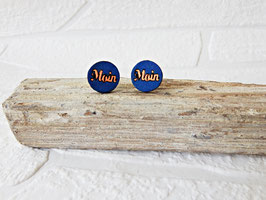 Moin-Ohrringe aus Holz "Blue Moin"