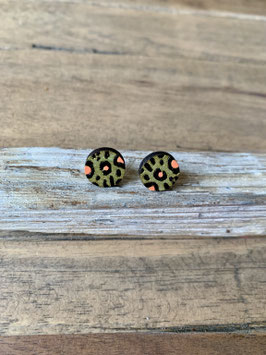 Leo-Print Ohrringe aus Holz "Army Leo"